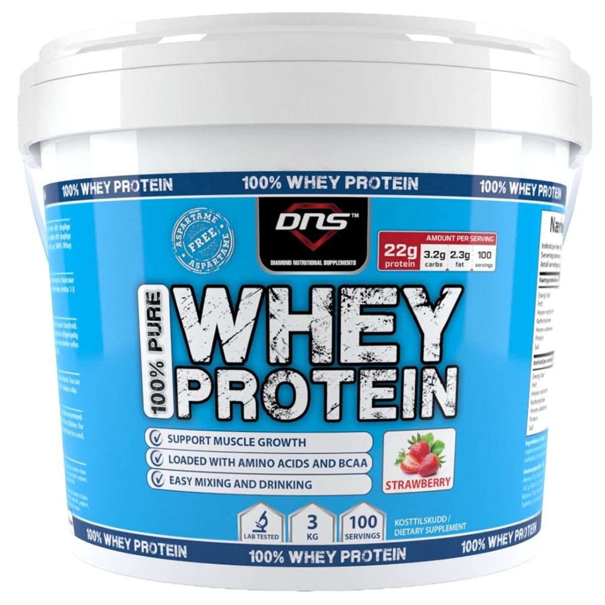 100% Pure Whey Protein Jordbær 3 kg